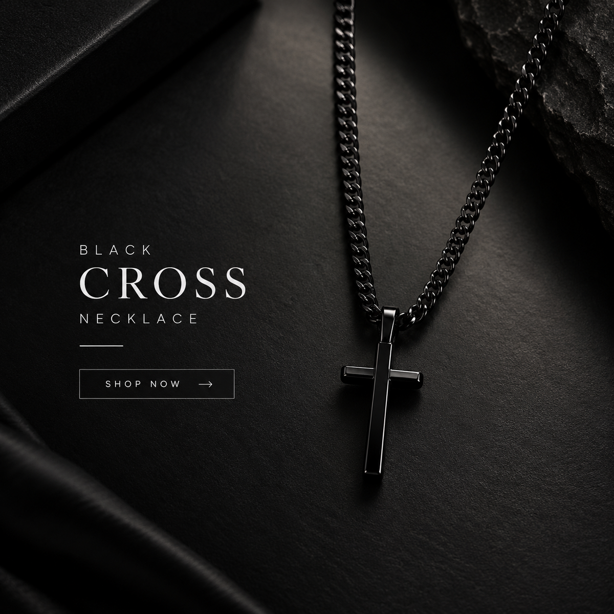 Bold, timeless, and effortlessly stylish — the perfect black cross necklace for any look.